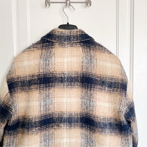 Madewell • Courton Cocoon Coat in Plaid tan blue Warm Hickory wool - Picture 11 of 12